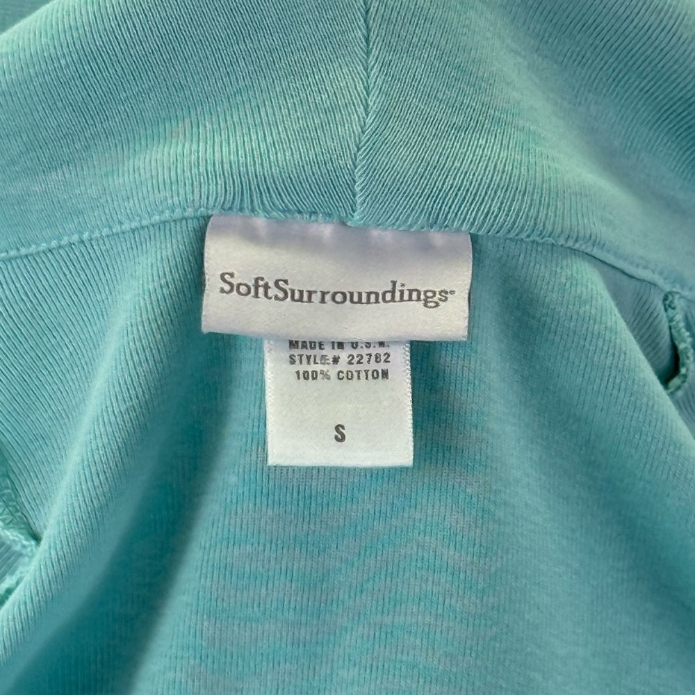 Soft Surroundings Women's Aqua Blue 1/2 Zip Cowl Neck Pullover Top Size S - Picture 7 of 7
